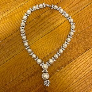 Barneys New York Silver and Pearl Necklace